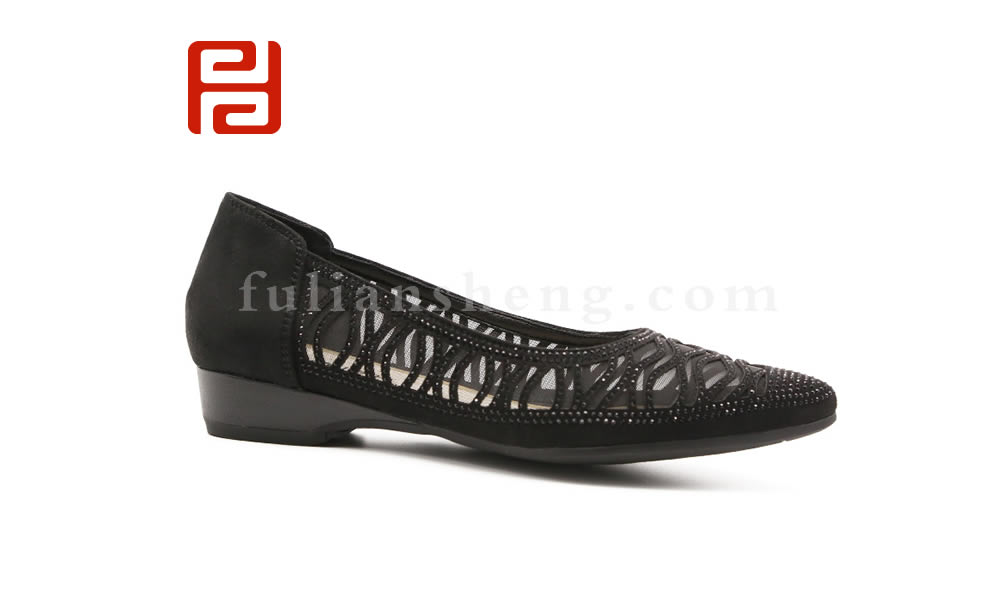 福連升夏時尚透氣網(wǎng)孔低跟老北京布鞋女士涼鞋圖片