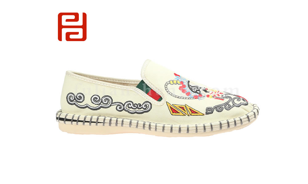 福連升夏款男半臉譜文字老北京布鞋民族風社會鞋圖片