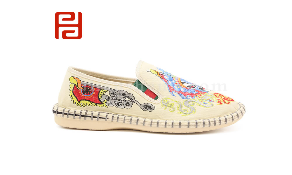 福連升春夏季民族風藍臉臉譜刺繡單鞋懶人一腳蹬休閑鞋子圖片