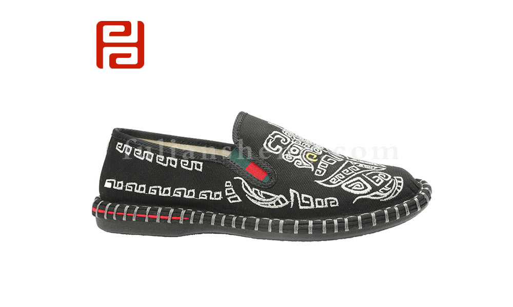 福連升中國風(fēng)休閑刺繡男鞋繡花透氣輕便軟底夏款北京布鞋圖片