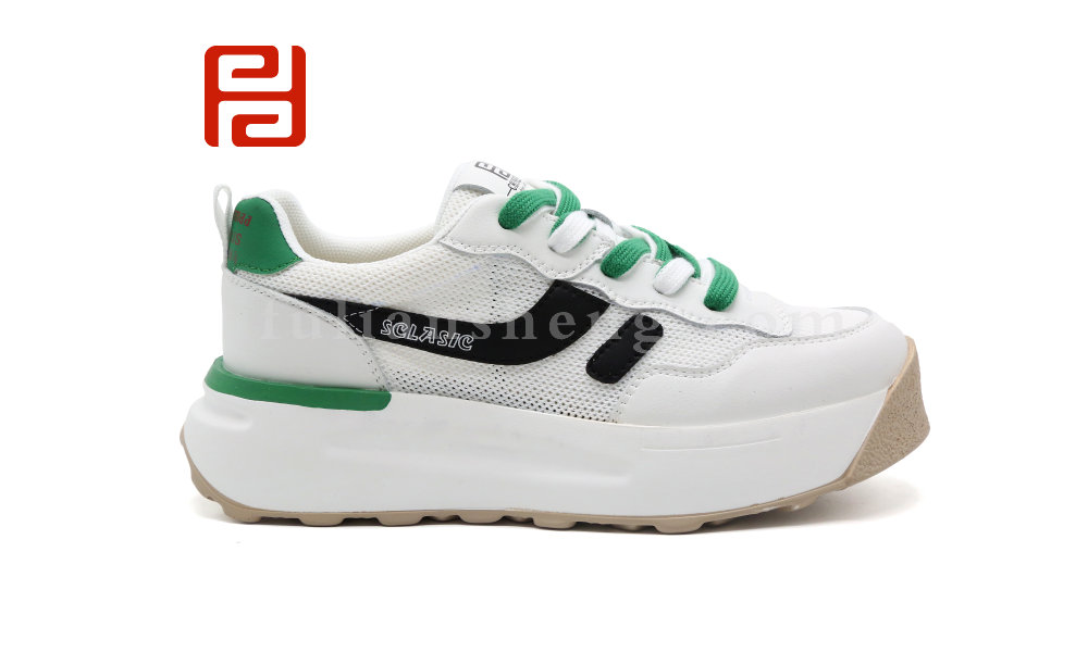 福連升夏季休閑女鞋活力撞色休閑厚底阿甘鞋