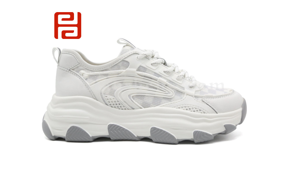 福連升夏季時(shí)尚運(yùn)動(dòng)女鞋棋盤(pán)格拼色老爹鞋