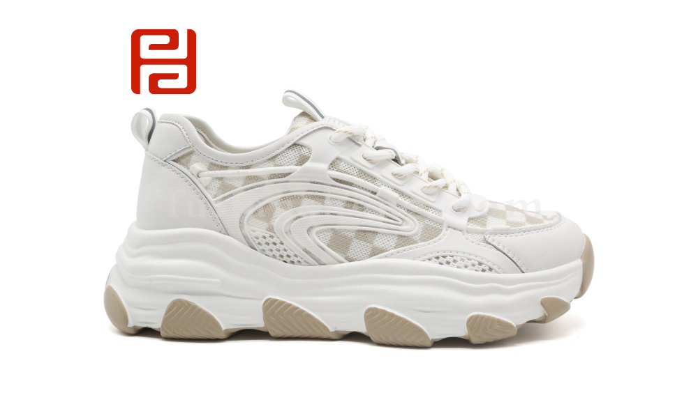 福連升夏季時(shí)尚運(yùn)動(dòng)女鞋棋盤(pán)格拼色老爹鞋