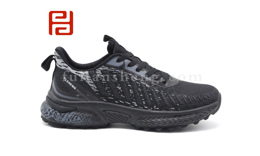 福連升秋季戶外休閑運動旅游鞋防滑透氣拼色飛織男鞋