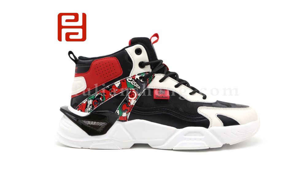 福連升休閑鞋男鞋冬保暖高幫運(yùn)動鞋潮流多彩時尚男圖片